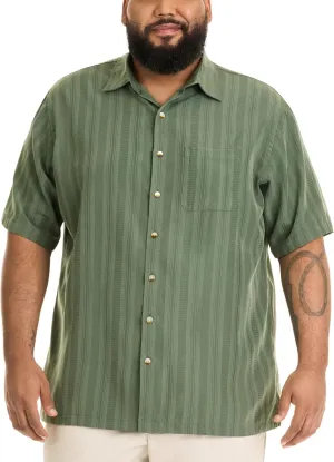 Van Heusen Men's Big and Tall Air Short Sleeve Button Down Poly Rayon Stripe Shirt