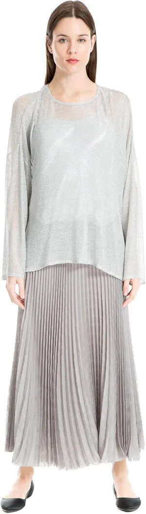 Window Pane Plaid Pleated Skirt Sheer Grey/White