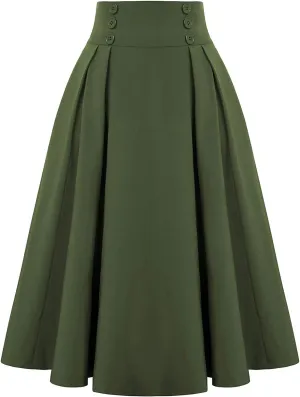 with Pockets Skirt Skirt Women Fashion High Pleated Waist Vintage Casual Skirt Fashion Skirt Set