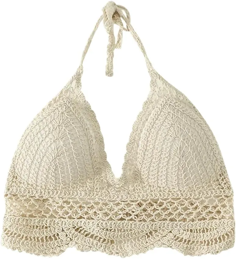 Woman Crochet Tank Tops Women Corset Tanks Crop Camisole Summer Beach Knit Camis Built in Bra