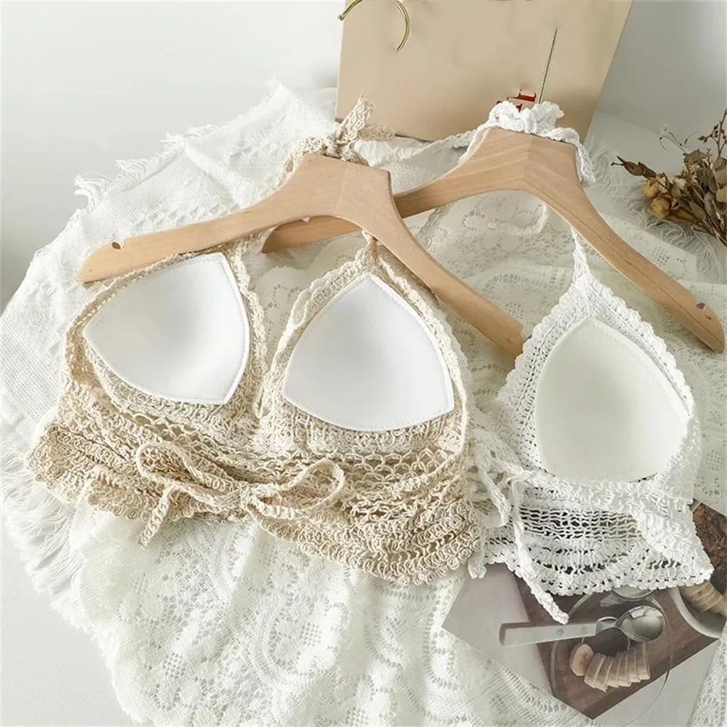 Woman Crochet Tank Tops Women Corset Tanks Crop Camisole Summer Beach Knit Camis Built in Bra