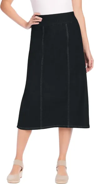 Woman Within Women's Plus Size Flex-Fit Pull-On Denim Skirt