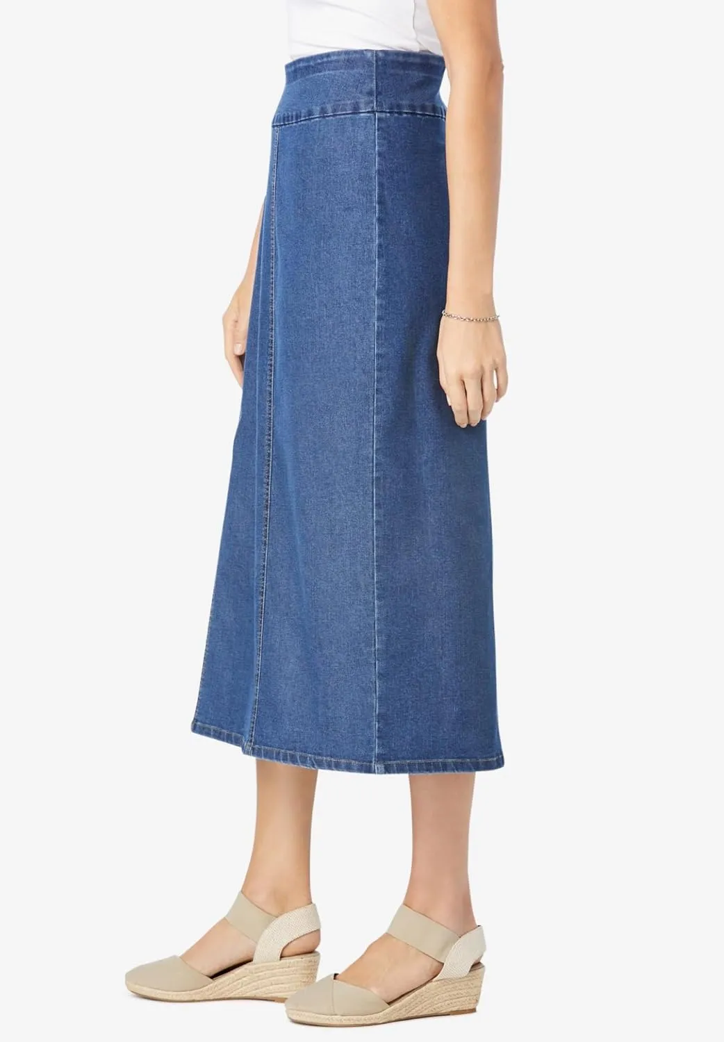 Woman Within Women's Plus Size Flex-Fit Pull-On Denim Skirt