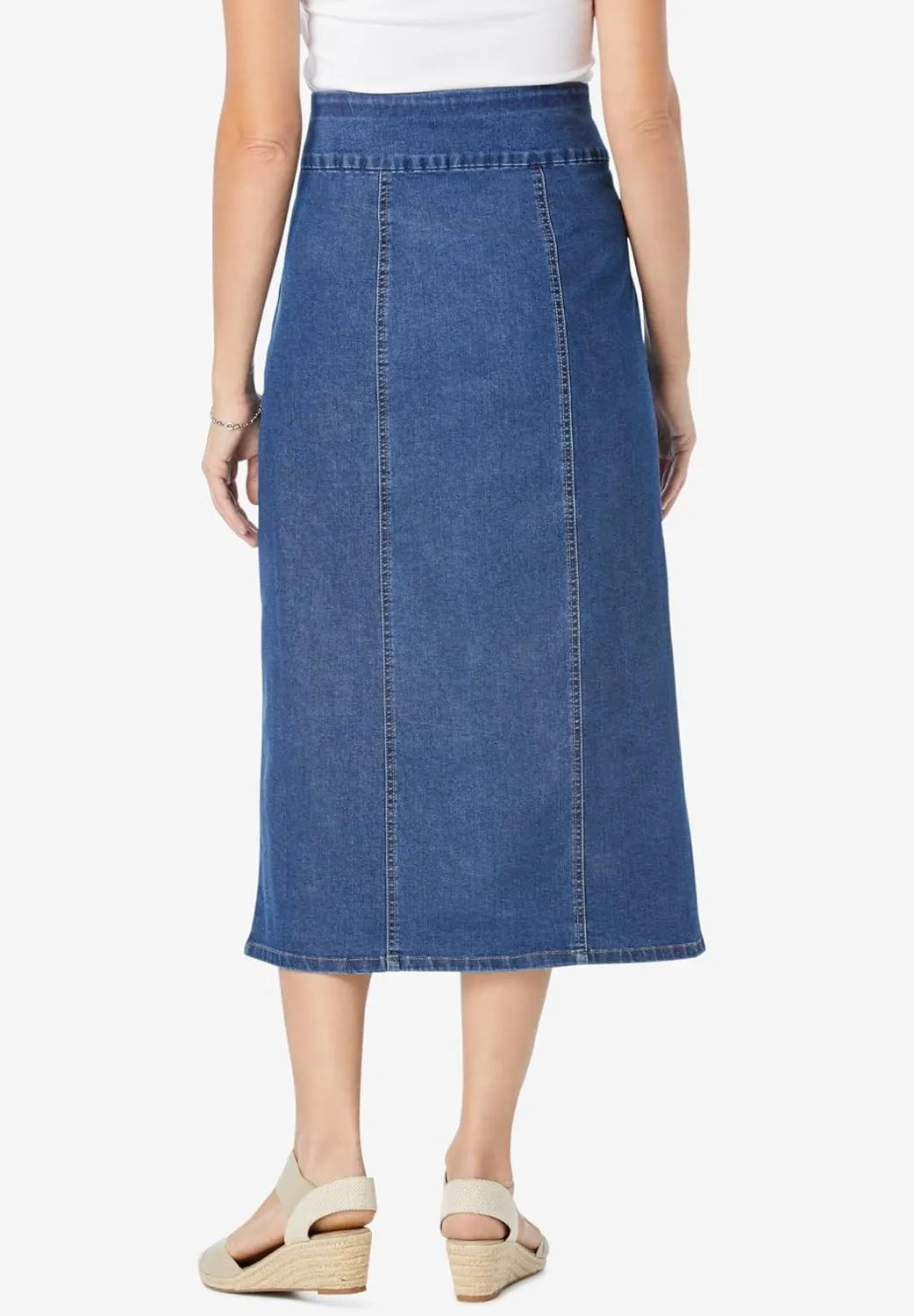 Woman Within Women's Plus Size Flex-Fit Pull-On Denim Skirt