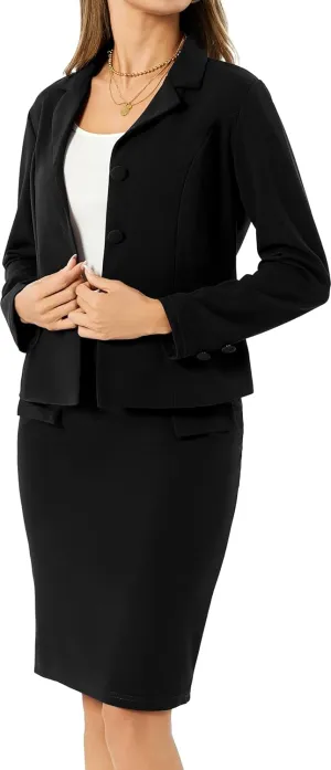 Women 2 Piece Business Suit Elegant Blazer Jacket and Skirt Sets Work Formal Office Clothes Suits