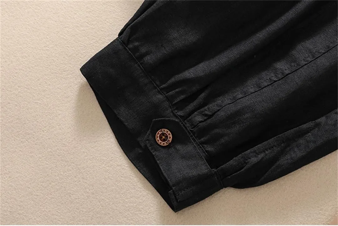 Women Casual Simple Style Pants Loose Comfortable Cotton Pants Ankle-Length Harem Pants
