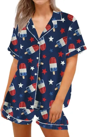 Women Easter Pajamas Set Cute Bunny Button Down Shirt and Shorts 2 Piece Pj Set Y2K Easter Outfits