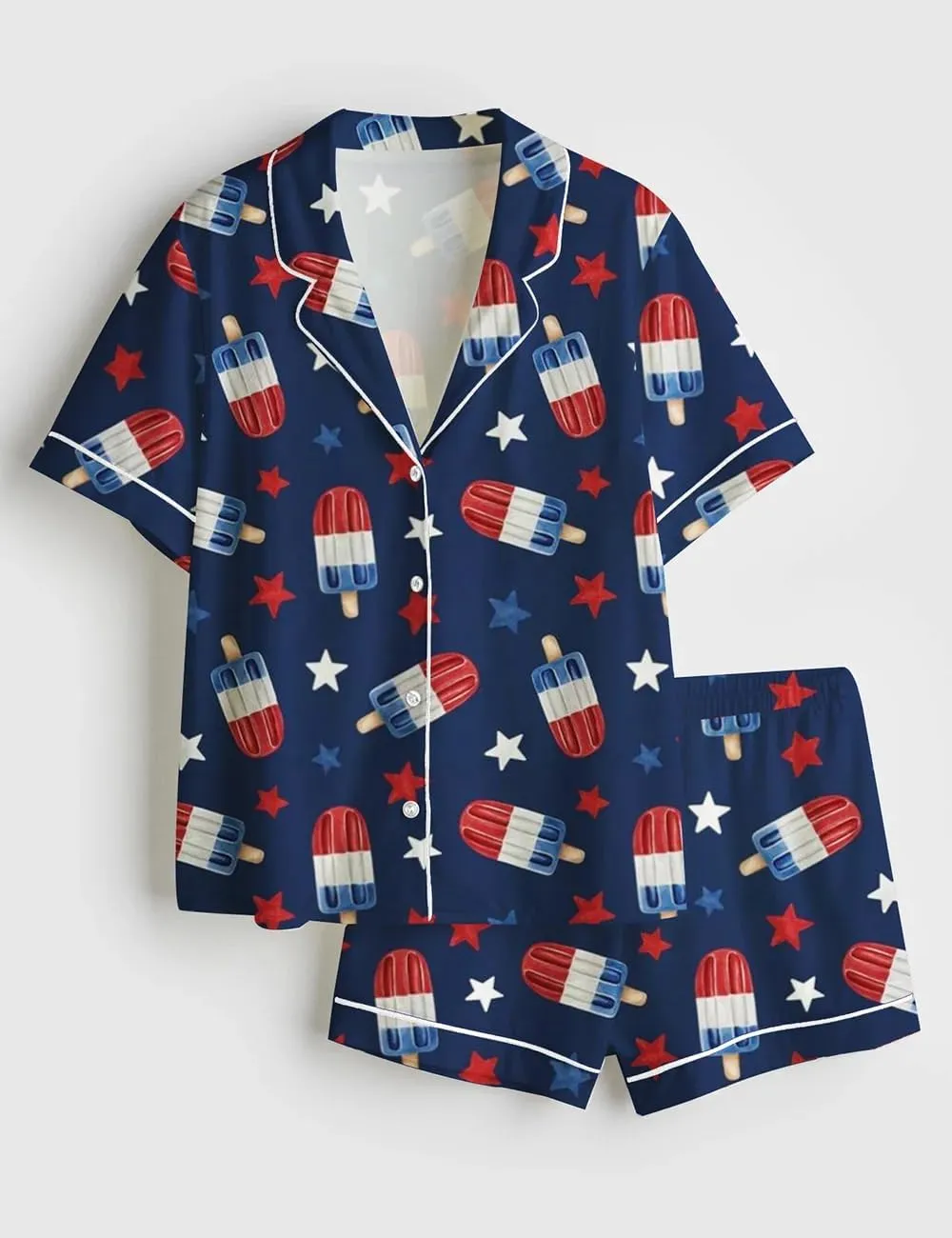 Women Easter Pajamas Set Cute Bunny Button Down Shirt and Shorts 2 Piece Pj Set Y2K Easter Outfits