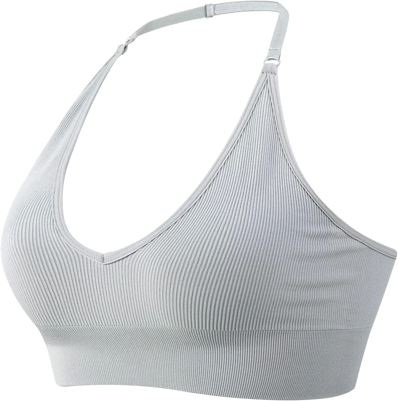 Women Halter Bra Top Yoga Bralette Crop Tanks Workout Sports Bras V Neck with Adjustable Strap Seamless Padded