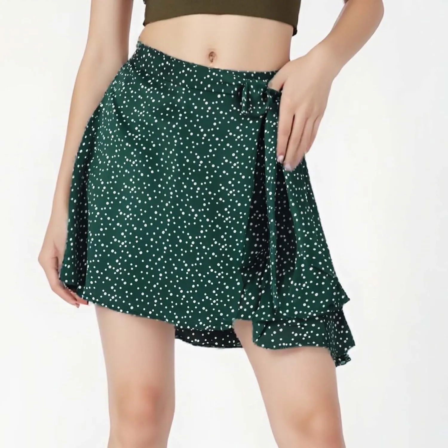 Women Satin Wrap Around Mini Skirt High Waisted Adjustable Self Tie Silk A Line Short Skirts Plus Size Skirts for