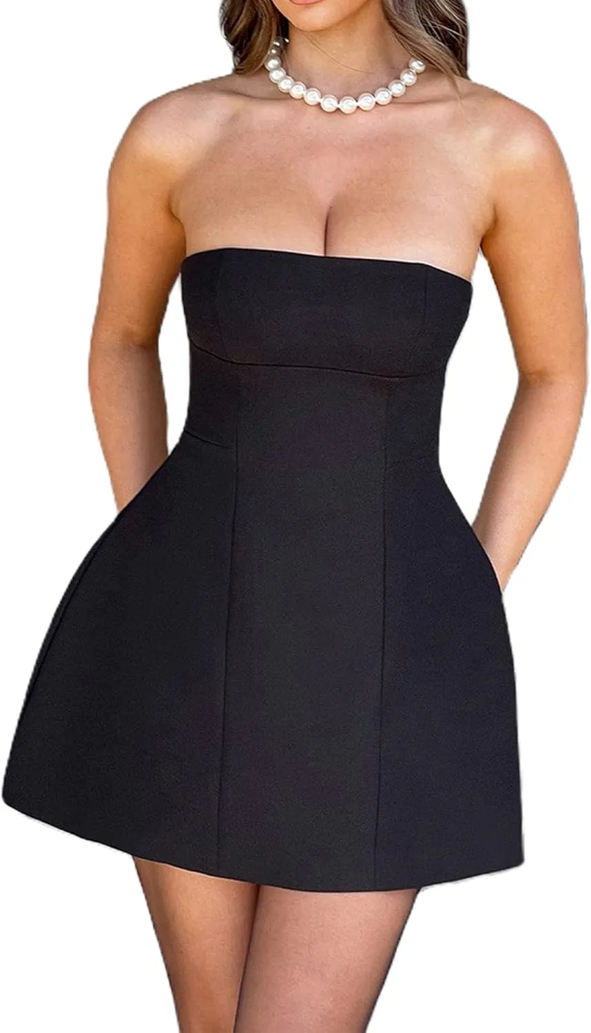 Women Sexy Backless Mini Dress Solid Color Sleeveless Open Back A Line Tank Dress Formal College Graduation Dresses