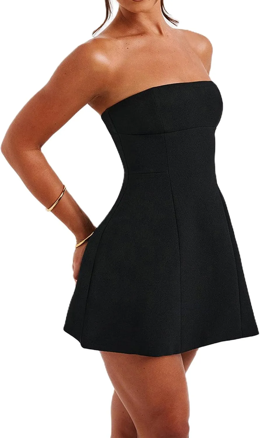 Women Sexy Backless Mini Dress Solid Color Sleeveless Open Back A Line Tank Dress Formal College Graduation Dresses