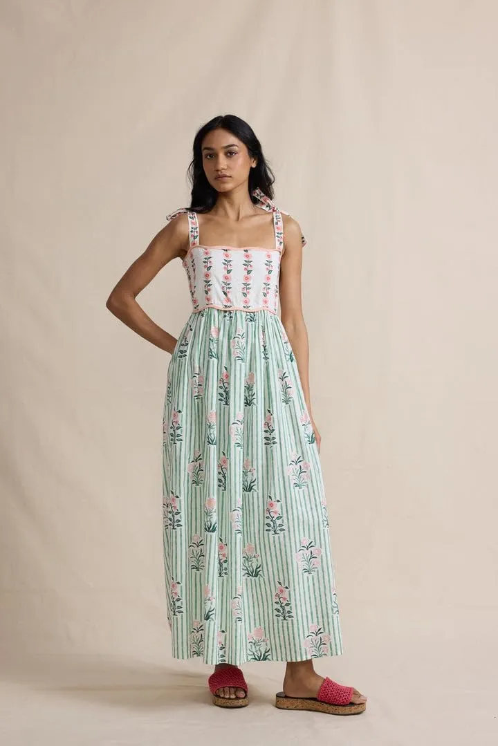 Women Strapless Going Out Long Dress Adjustable Strap Shirred Chest Maxi Boho Dress
