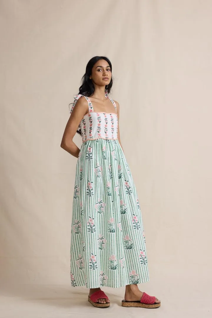 Women Strapless Going Out Long Dress Adjustable Strap Shirred Chest Maxi Boho Dress