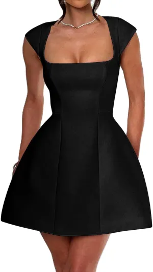 Women White Graduation Dress Summer Cap Sleeve Tank Dress Sleeveless Backless Solid Color A Line Mini Dresses