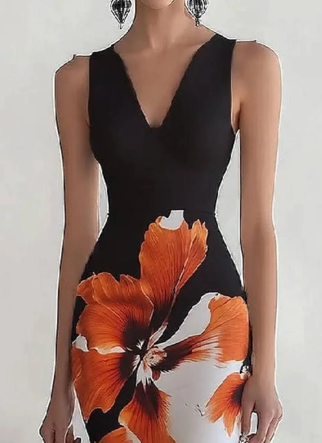 Women's 2025 Summer Sexy Bodycon Maxi Dress Boho Floral Print Elegant V Neck Formal Cocktail Wedding Guest Dresses