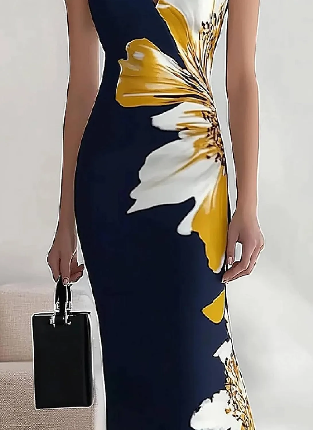 Women's 2025 Summer Sexy Bodycon Maxi Dress Boho Floral Print Elegant V Neck Formal Cocktail Wedding Guest Dresses