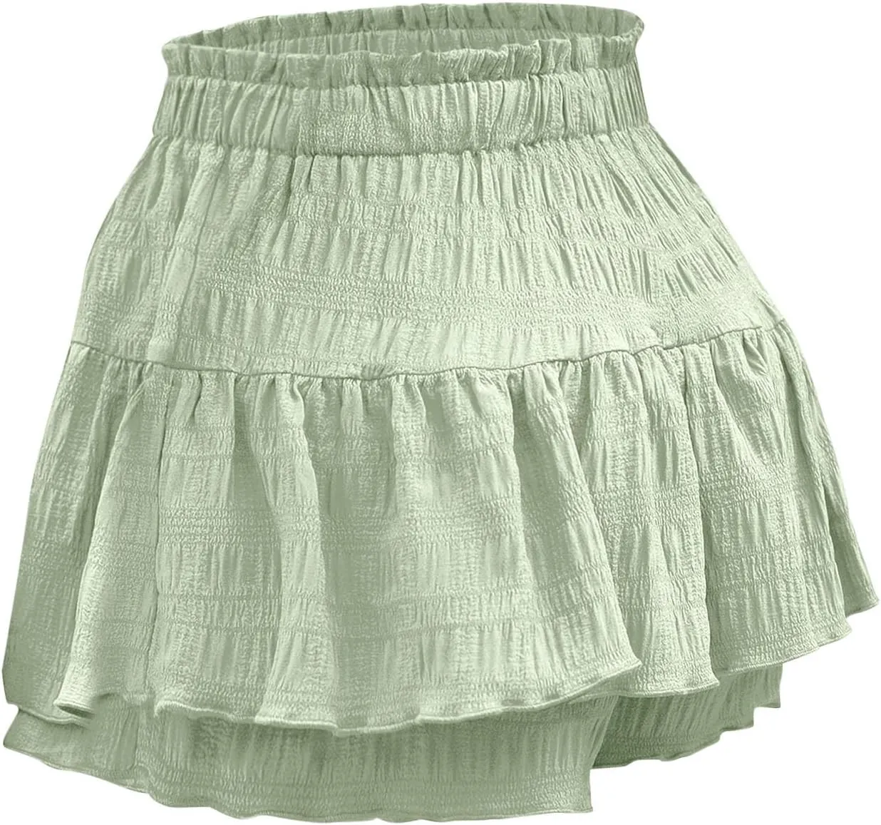 Women's Casual Skorts Fashion Ruffle Drawstring Skirt with Shorts Summer Solid High Waisted Skort 2025 Beach Clothes