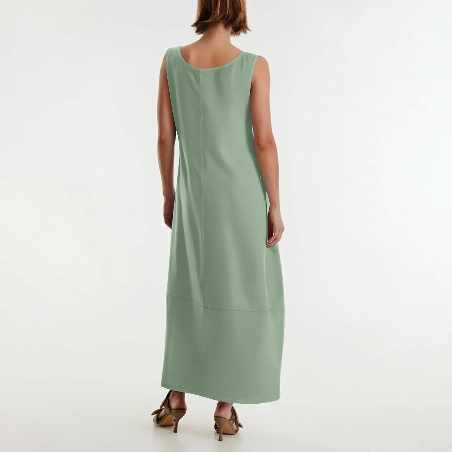 Women's Loose Casual Midi Cotton Dresses Sundress Sleeveless Beach Summer Trendy Tank Top Dress with Pockets