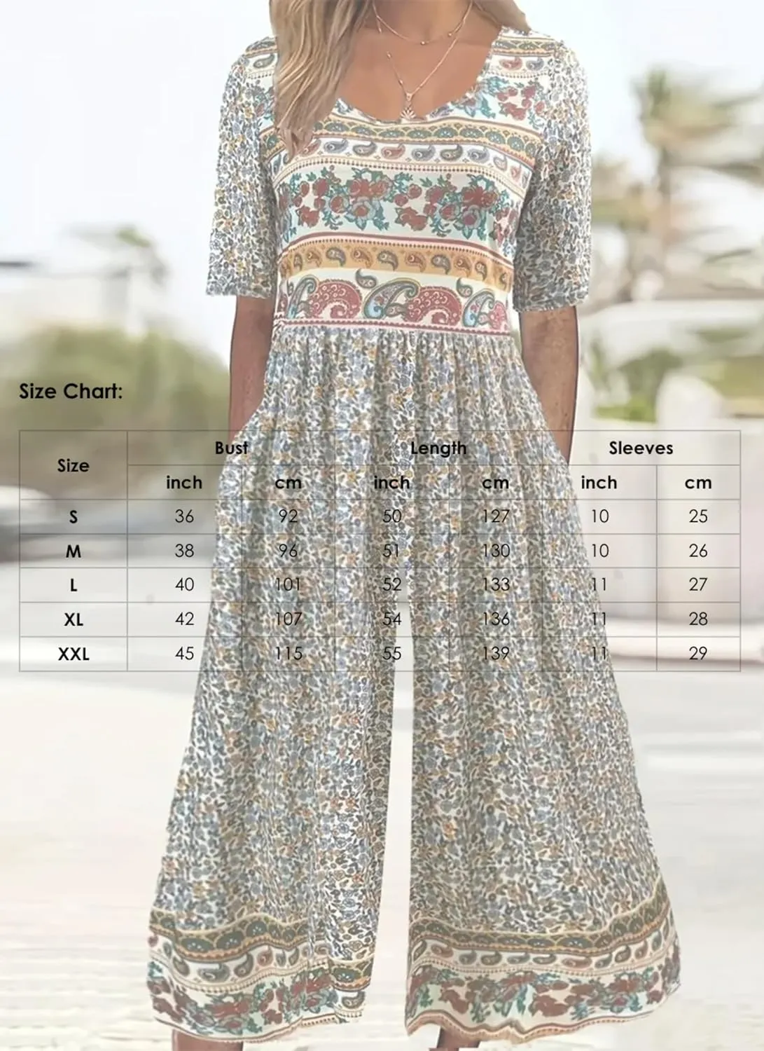 Womens Print Jumpsuits Short Sleeve Scoop Neck Wide Leg Pants Rompers With Side Pockets 2025 Spring Outfits