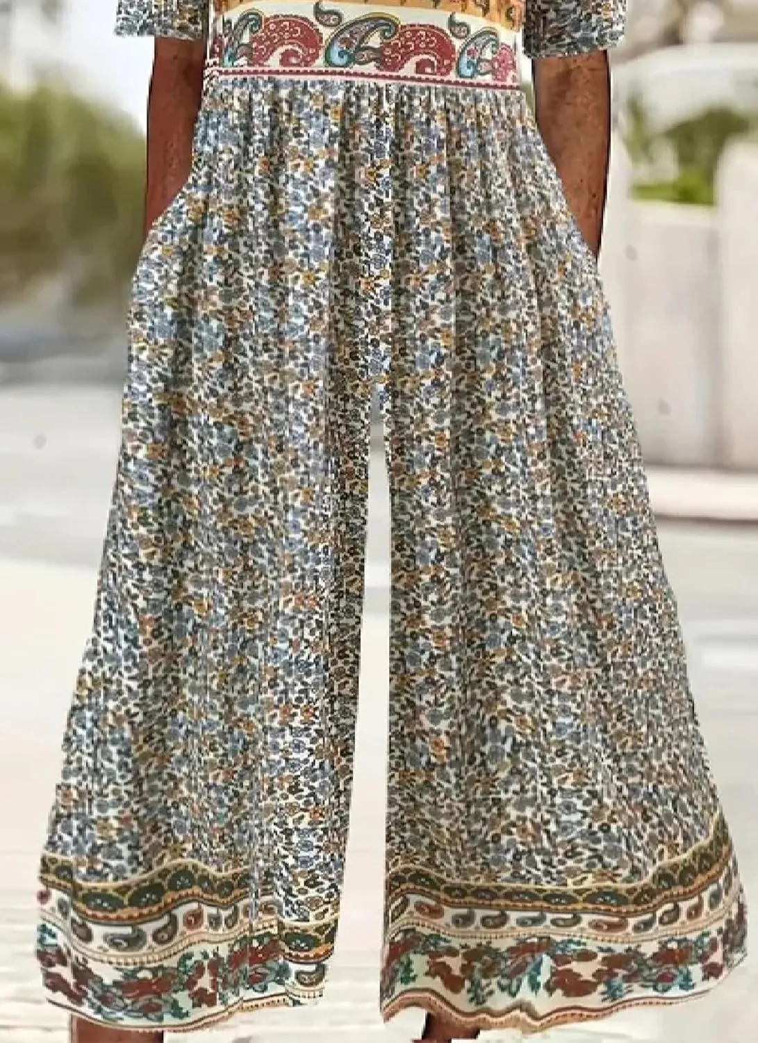 Womens Print Jumpsuits Short Sleeve Scoop Neck Wide Leg Pants Rompers With Side Pockets 2025 Spring Outfits