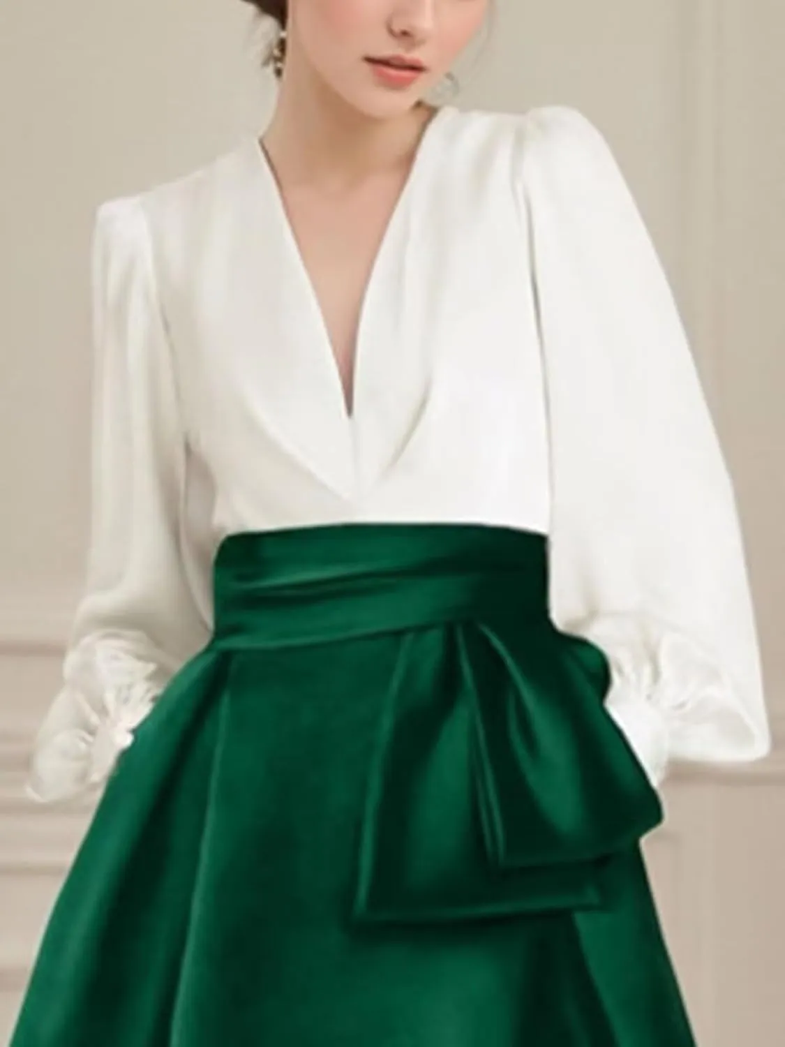 Women's Satin Long Sleeves Prom Dress Long Formal Evening Dress Elegant A Line Wedding Guest Dress with Pockets