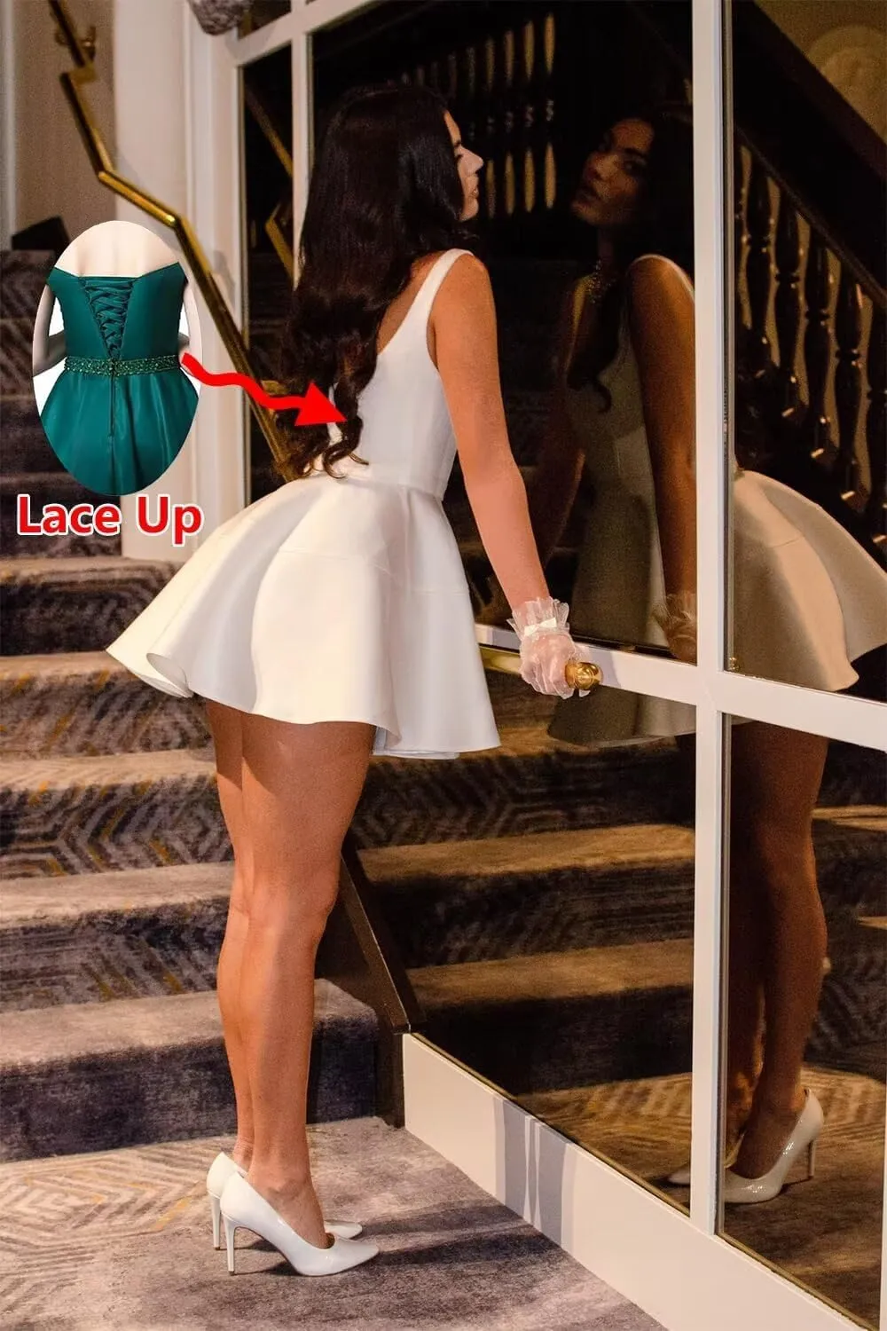 Women's Satin Mini Party Homecoming Dress, Short Formal Graduation Cocktail Club Dress