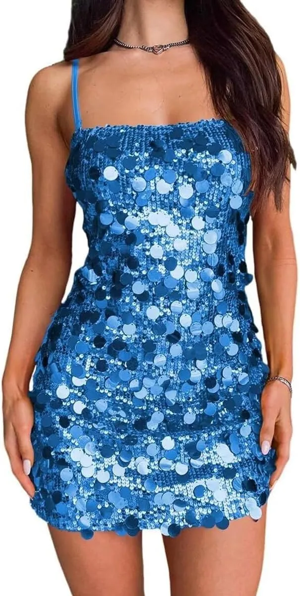 Women's Sequin Mini Dresses Prom 2025 Short Bodycon Cocktail Dresses Sexy Sparkly Homecoming Dress for Teen RHH133