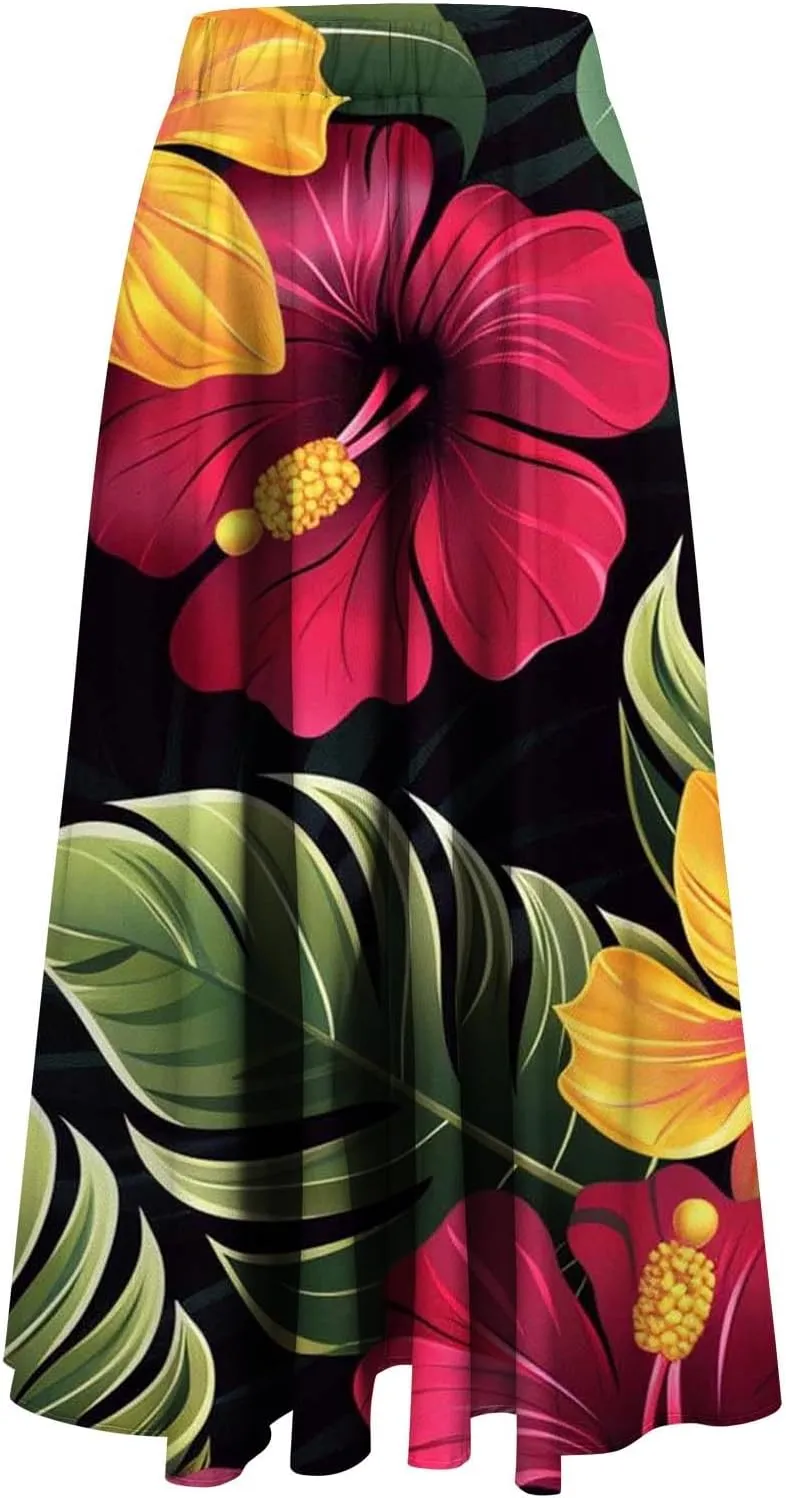 Womens Skirt for Women Flower Graphic Maxi Long Midi Knee Length Loose Fit High Cut Skirts 2025