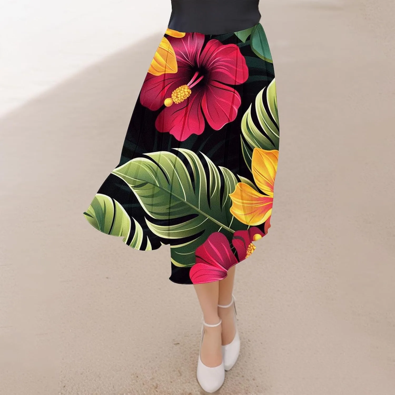 Womens Skirt for Women Flower Graphic Maxi Long Midi Knee Length Loose Fit High Cut Skirts 2025