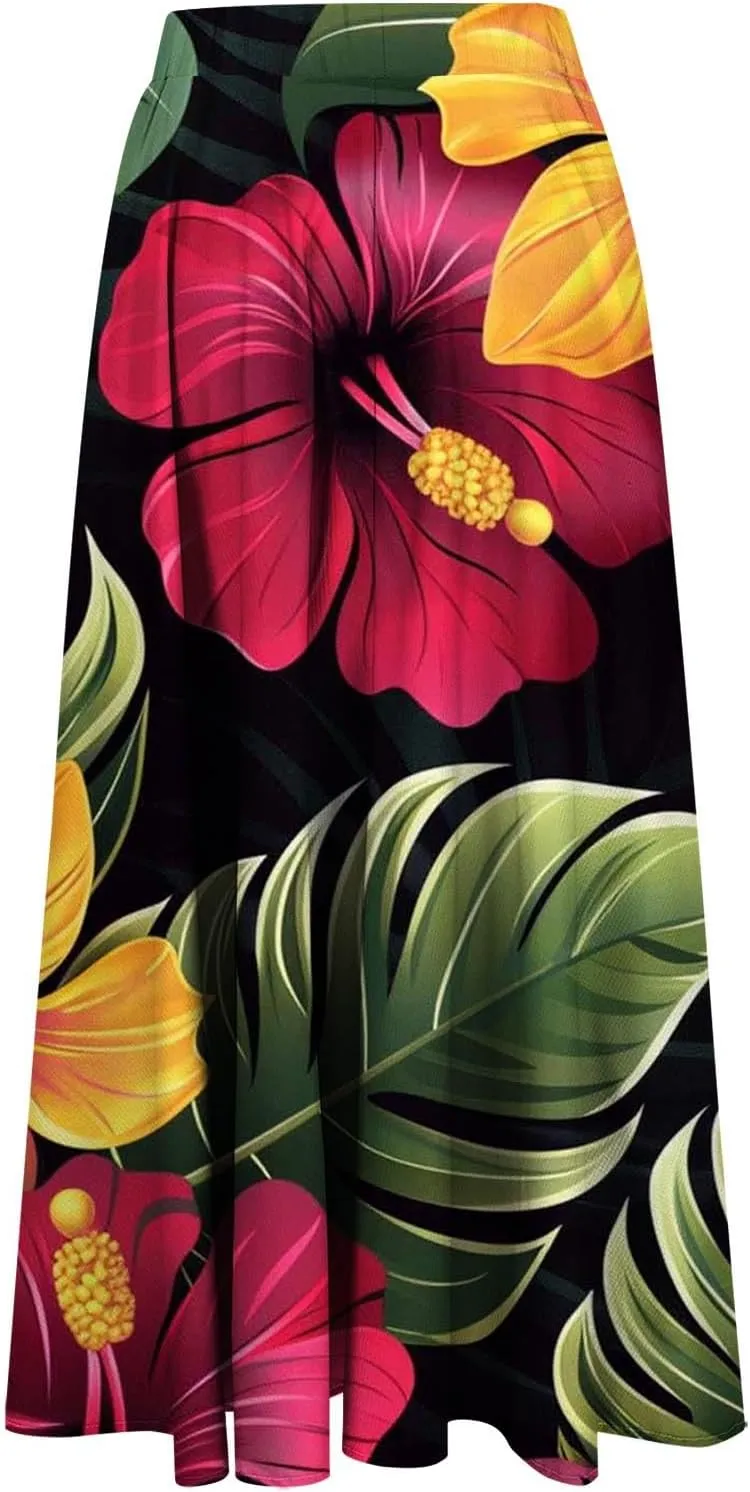 Womens Skirt for Women Flower Graphic Maxi Long Midi Knee Length Loose Fit High Cut Skirts 2025