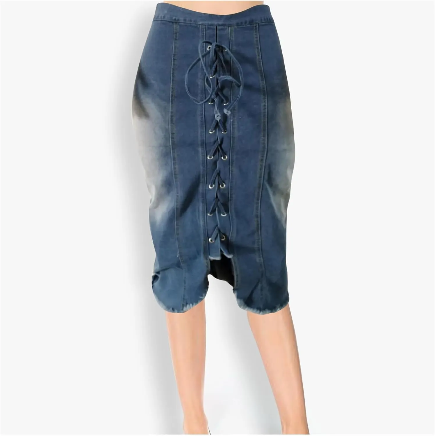 Womens Skirt for Women Linen Denim Western Pencil Midi Knee Length Skirt 2025 Regular Fit
