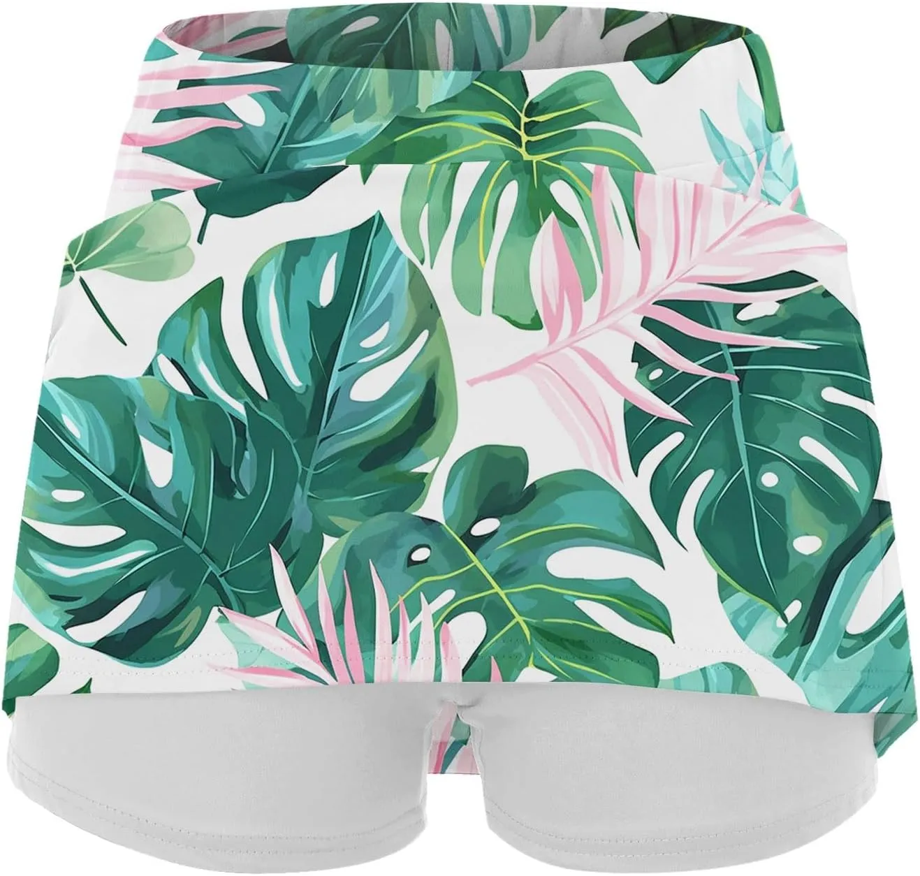 Womens Skorts with Pockets Tummy Control Floral Print Skorts High Waist Athletic Sports Pants Skirt Casual Shorts