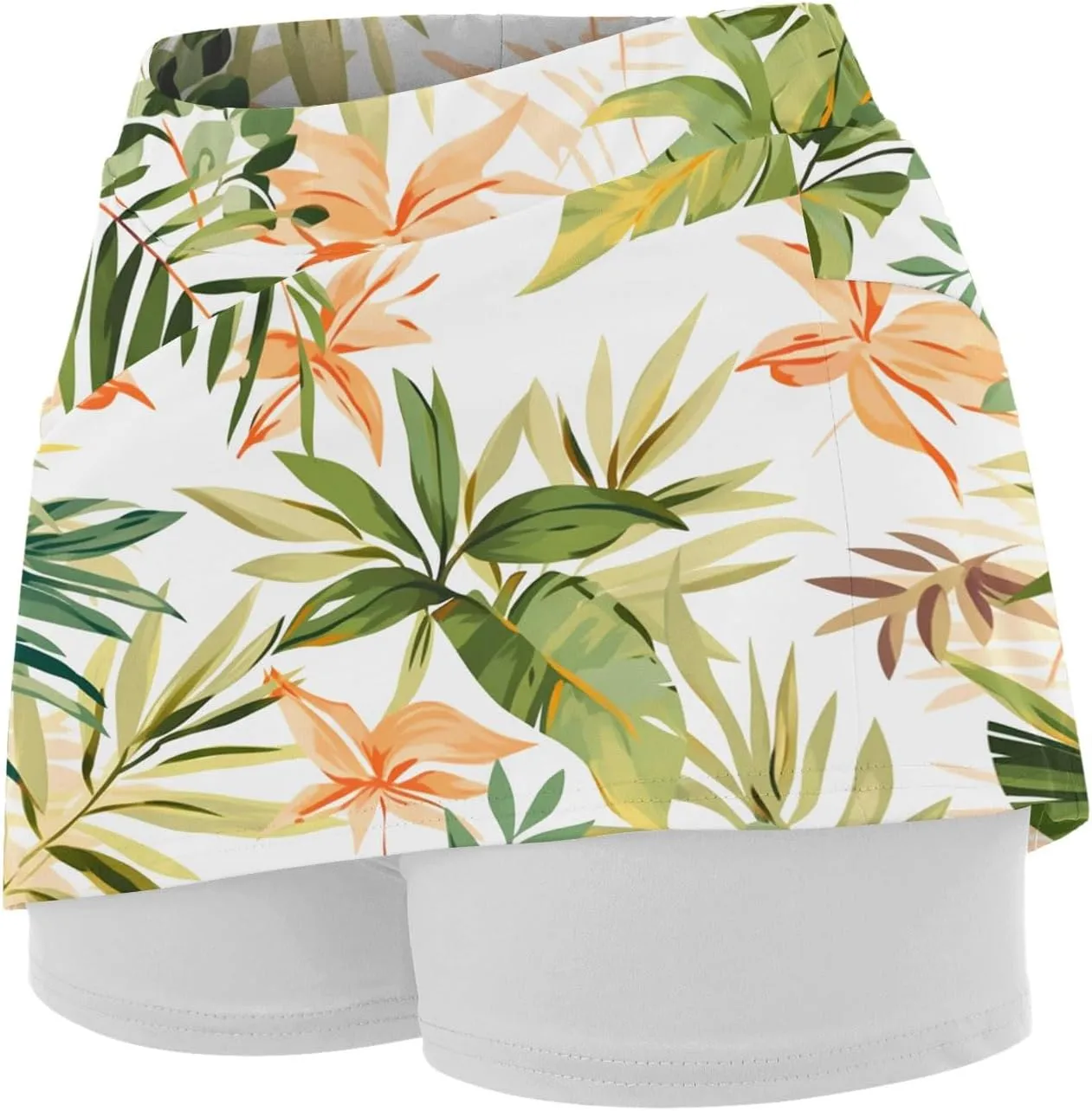 Womens Skorts with Pockets Tummy Control Floral Print Skorts High Waist Athletic Sports Pants Skirt Casual Shorts