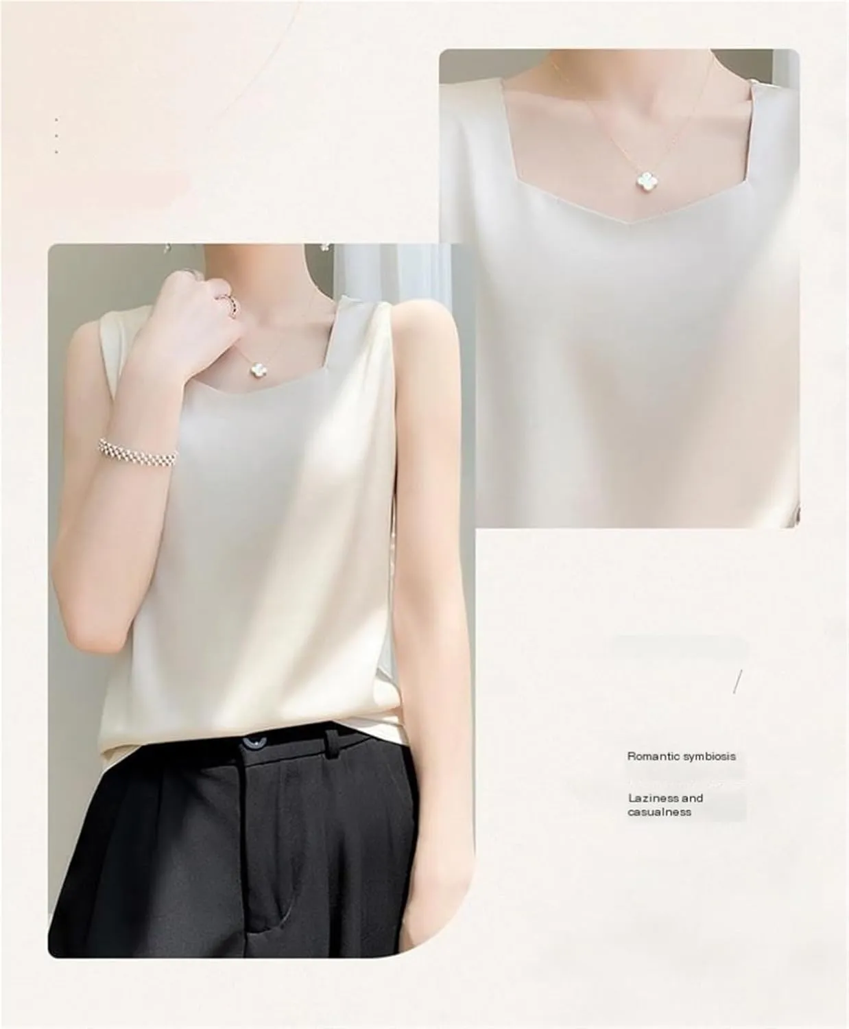 Women's Sleeveless V-Neck Camisole SummEer Stretch Slim Fit Cami Top Wide Straps