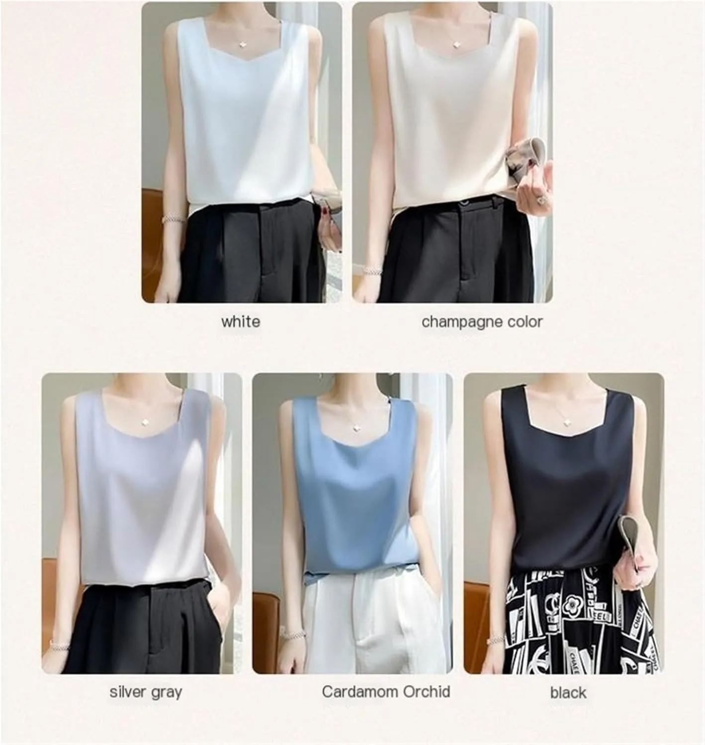 Women's Sleeveless V-Neck Camisole SummEer Stretch Slim Fit Cami Top Wide Straps