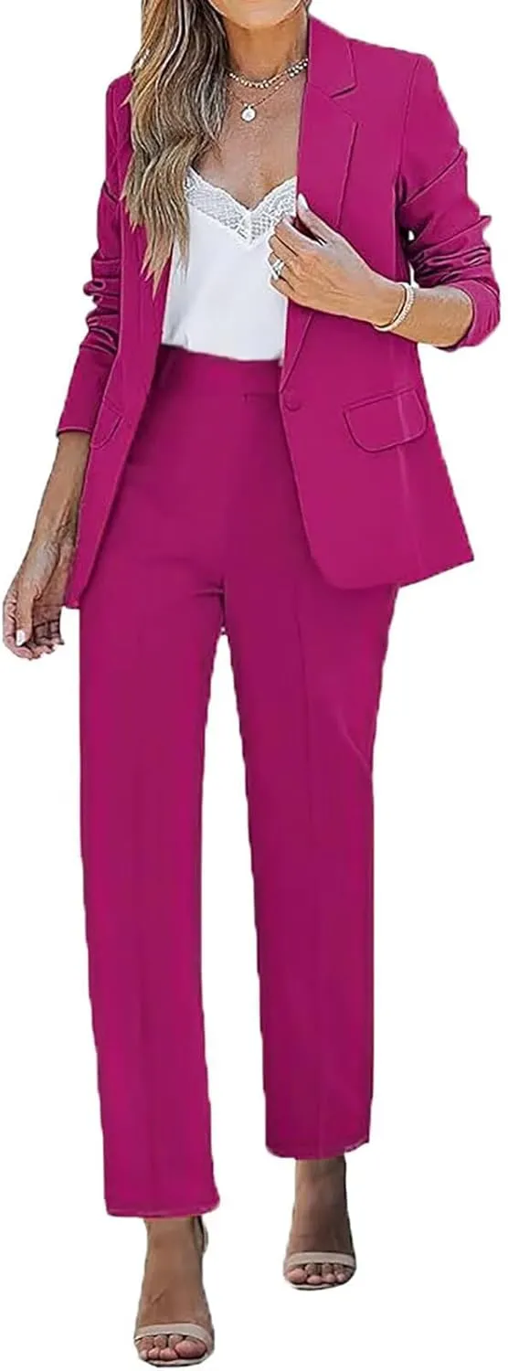 Womens Suits Blazer Sets 2 Piece Outfits Business Casual One Button Pants Suit for Women Dressy Pant Suits for Women
