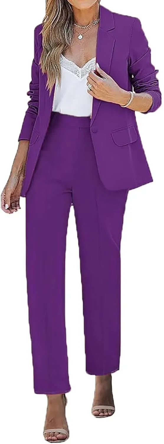 Womens Suits Blazer Sets 2 Piece Outfits Business Casual One Button Pants Suit for Women Dressy Pant Suits for Women