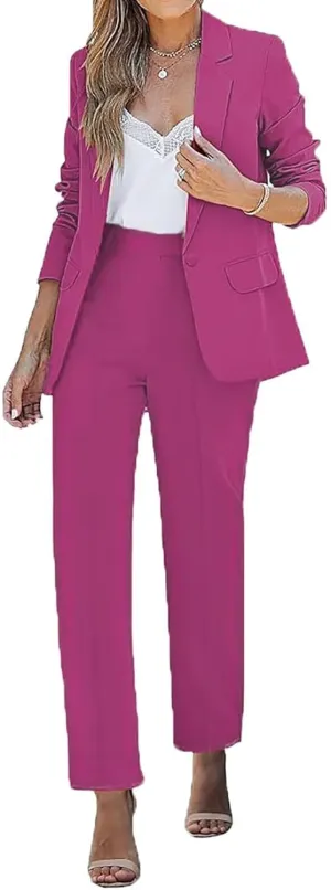 Womens Suits Blazer Sets 2 Piece Outfits Business Casual One Button Pants Suit for Women Dressy Pant Suits for Women