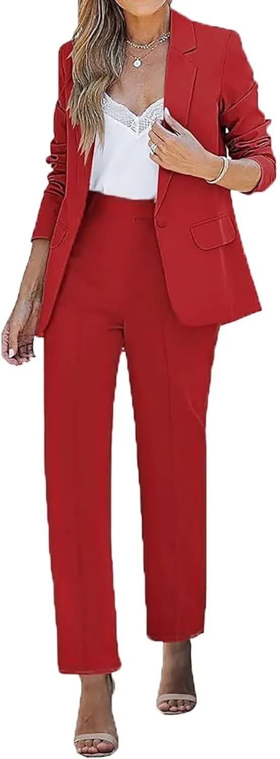 Womens Suits Blazer Sets 2 Piece Outfits Business Casual One Button Pants Suit for Women Dressy Pant Suits for Women
