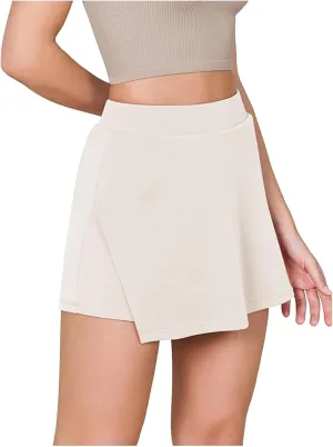 Womens Summer Skorts Soft Comfy Slimming Skirt with Built-in Shorts 2025 Solid Color High-Waisted Stretchy Skort
