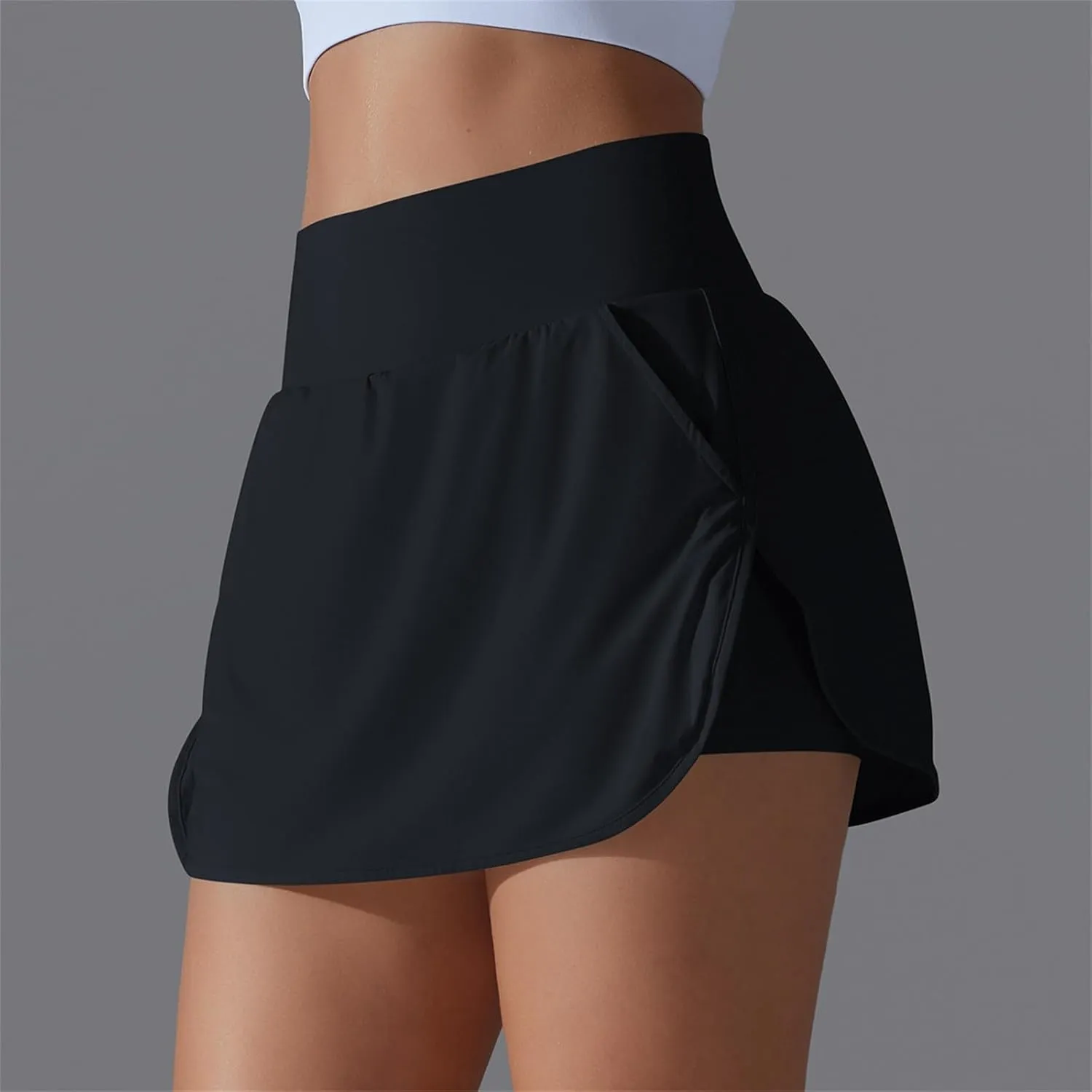 Womens Tennis Skorts Casual Trendy Skirt with Built-in Shorts Slimming Solid Golf Yoga Skort Summer Athletic Outfit