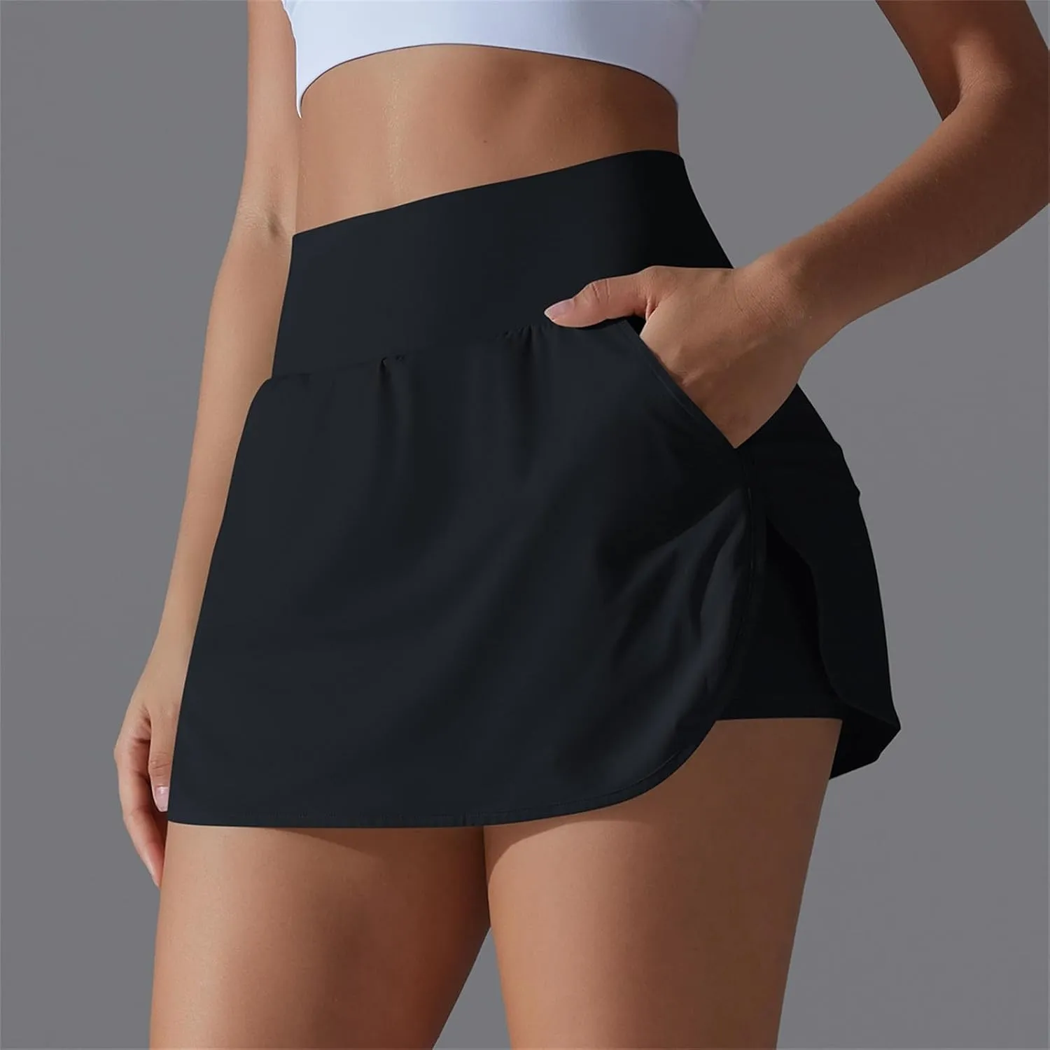 Womens Tennis Skorts Casual Trendy Skirt with Built-in Shorts Slimming Solid Golf Yoga Skort Summer Athletic Outfit