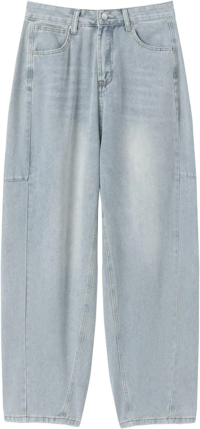 Womens Wide Leg Pants Loose Straight Harem Pants Mid Waist Cotton Pants for Women Lightweight All-Matching Trousers