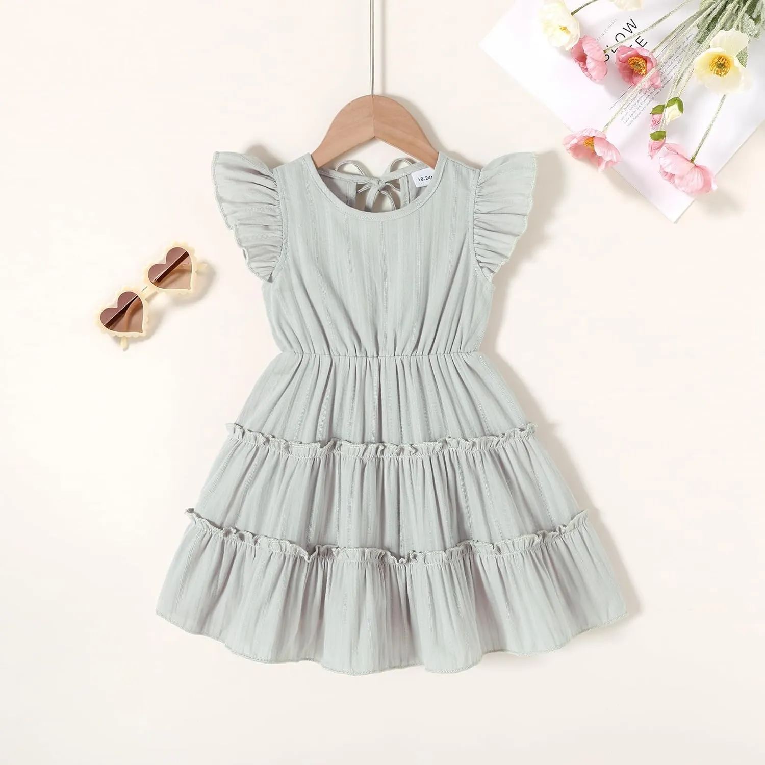 YOUNGER TREE Toddler Dress Baby Girl Summer Clothes Ruffle Sleeve Smock Beach Boho Dresses Sundress