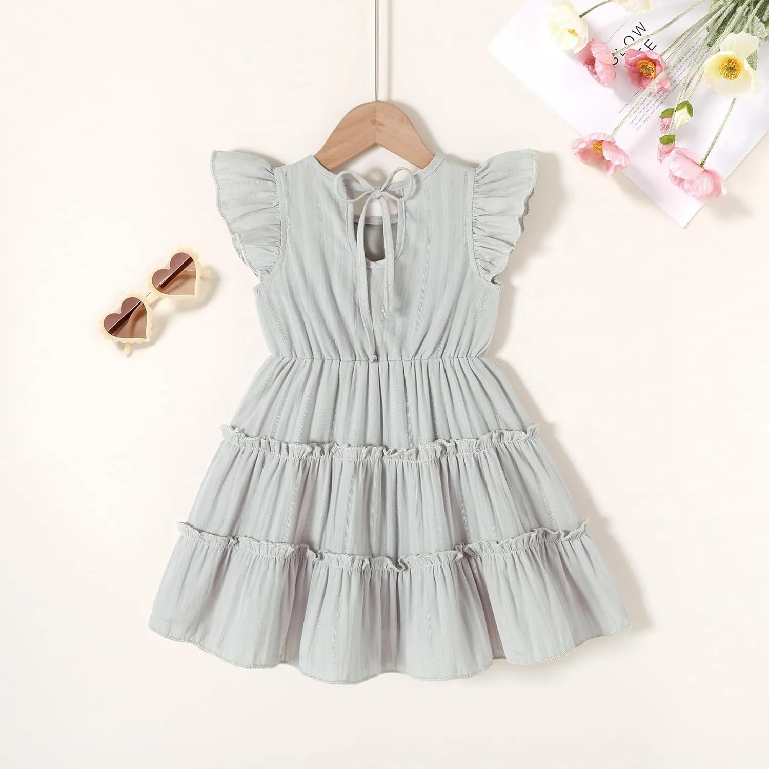 YOUNGER TREE Toddler Dress Baby Girl Summer Clothes Ruffle Sleeve Smock Beach Boho Dresses Sundress