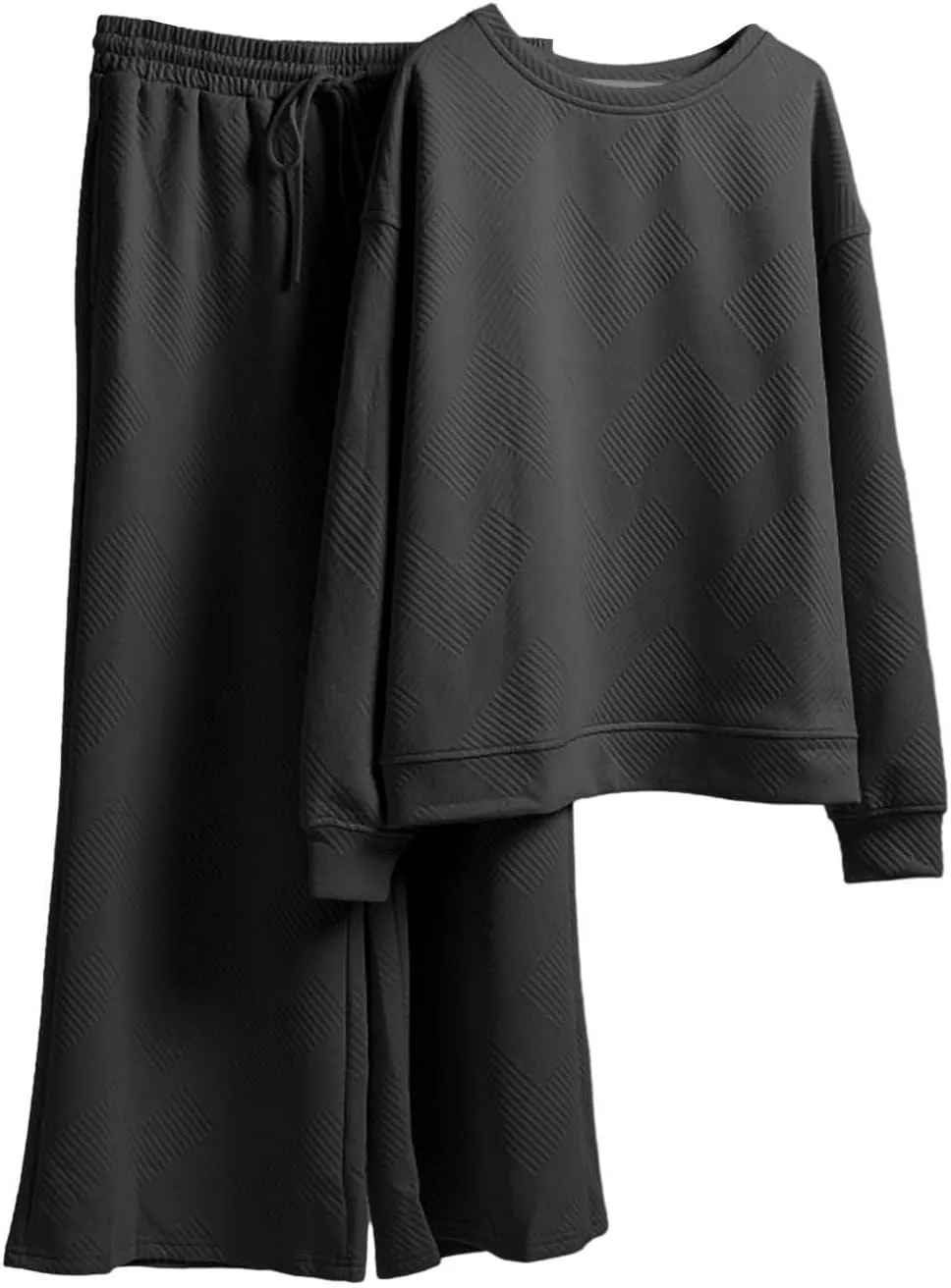 ZYXTIM 2 Piece Sets for Women Ribbed Trendy Outfits Oversized Long Sleeve Pullover Tops Casual Pant Sets Sweatsuit Loungewear